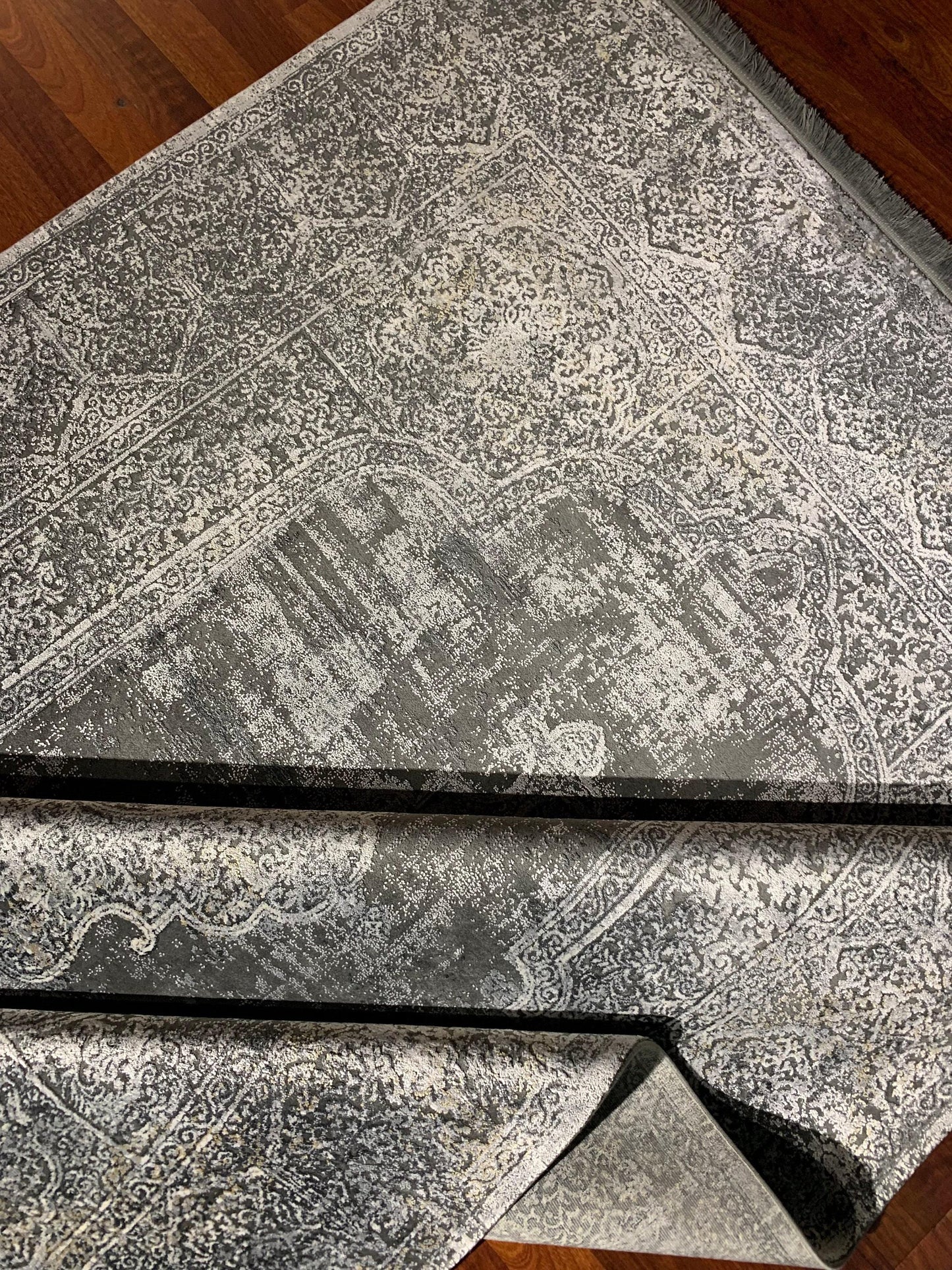 5x8 Gray Area Rug, Vintage Style Living Room Carpet, Modern Acrylic Home Rug