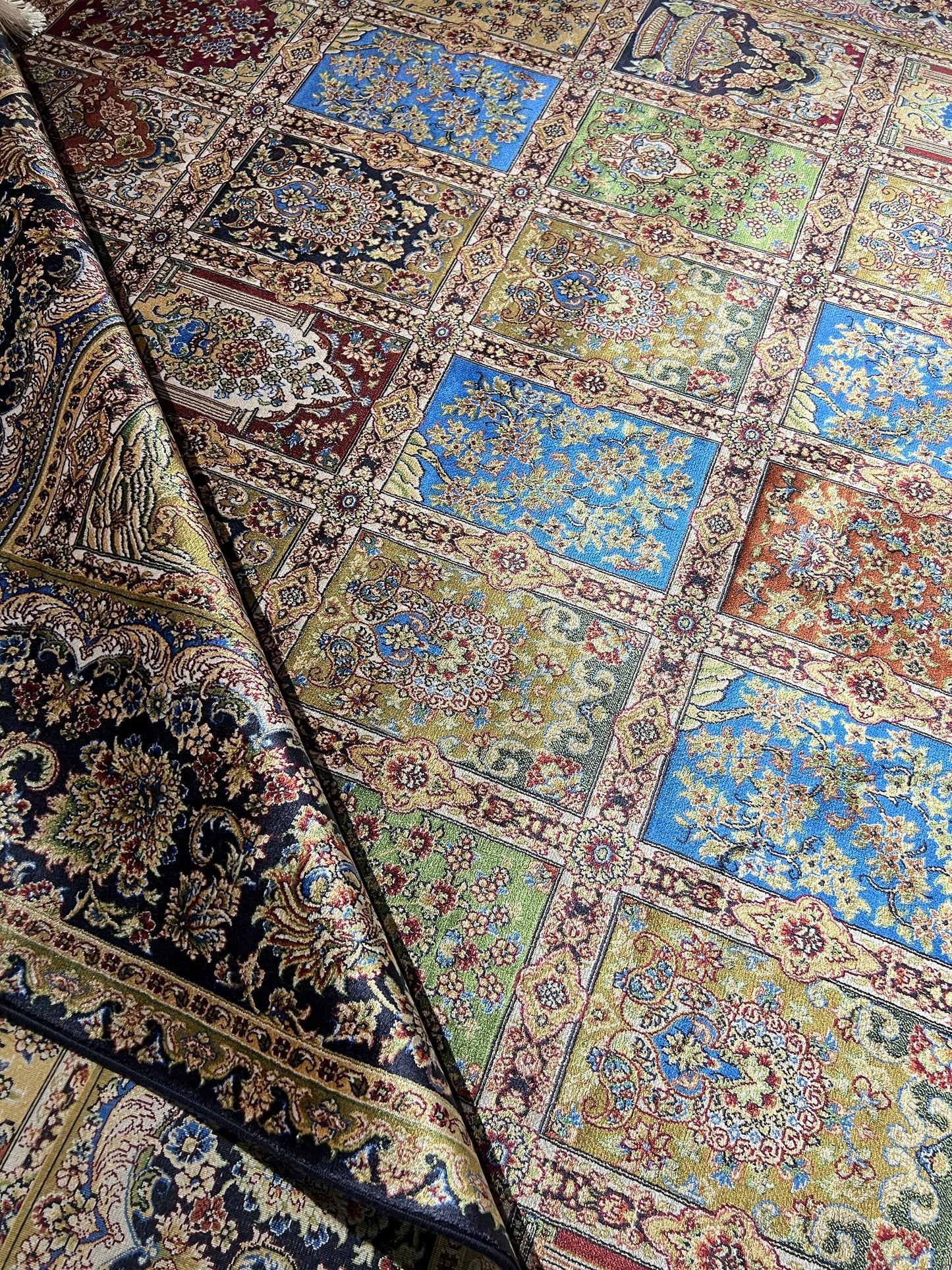 7x10 Silk Area Rug, Luxury Afghan Pattern Carpet, Modal Silk Living Room Rug