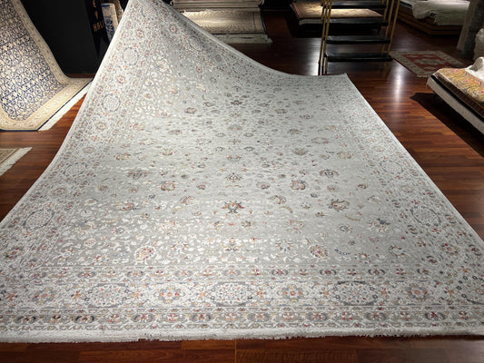 10x13 ft Cream Gray Floral Pattern Oversize Rug Luxury Living Room Large Area Rug