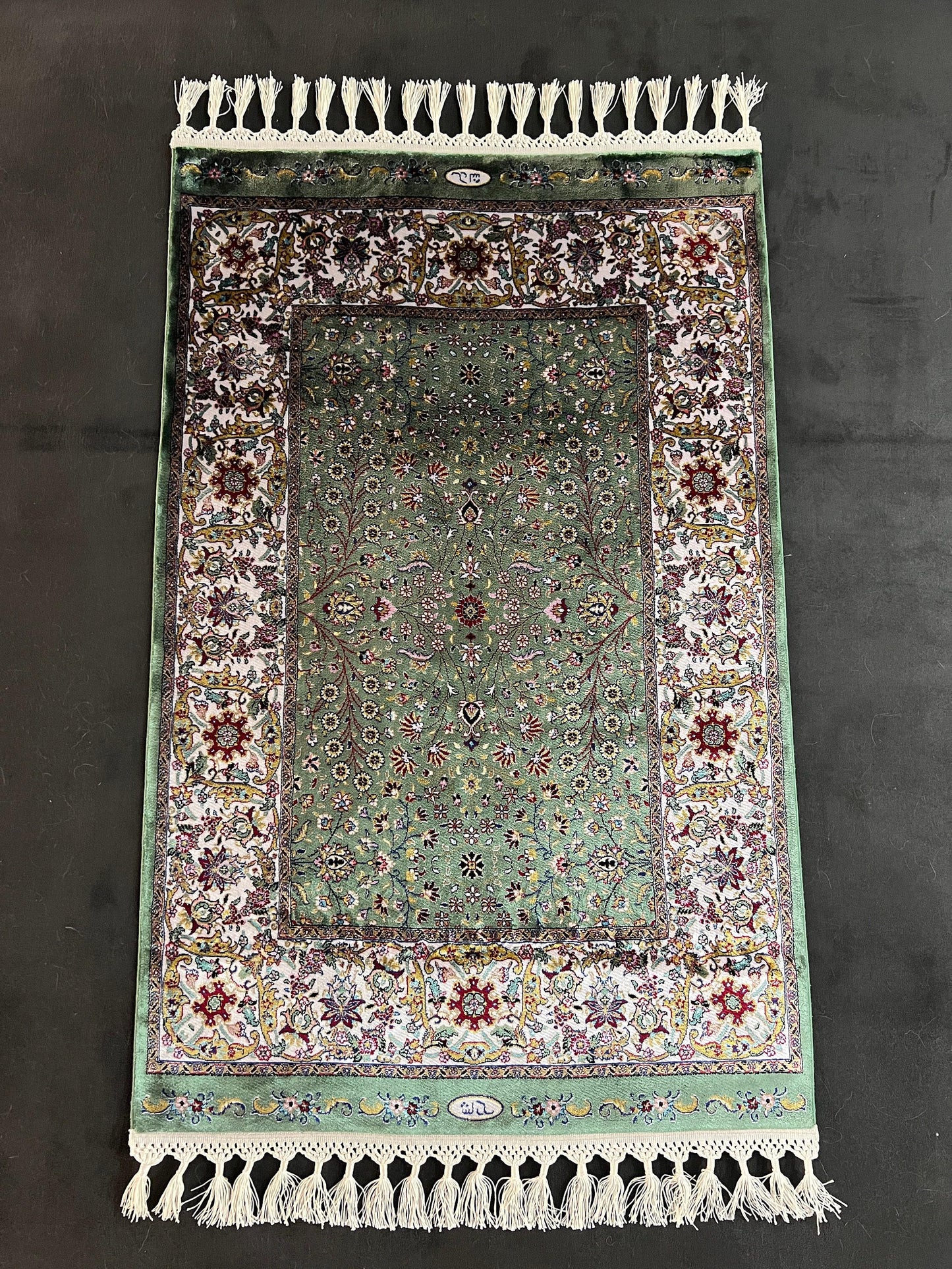 2x3 ft Mini Silk Rug Luxury Small Area Rug Decorative Silk Rug Elegant Living Room Accent Rug