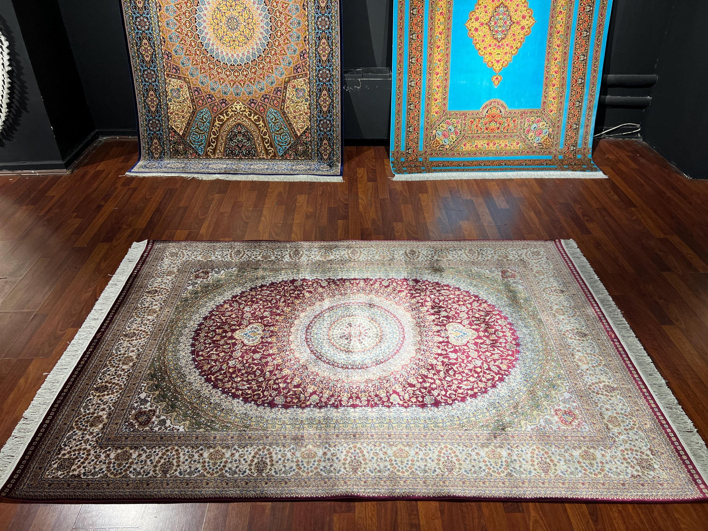 5x8 ft Red Medallion Bamboo Silk Rug Luxury Floral Pattern Area Rug Elegant Living Room Home Decor Carpet