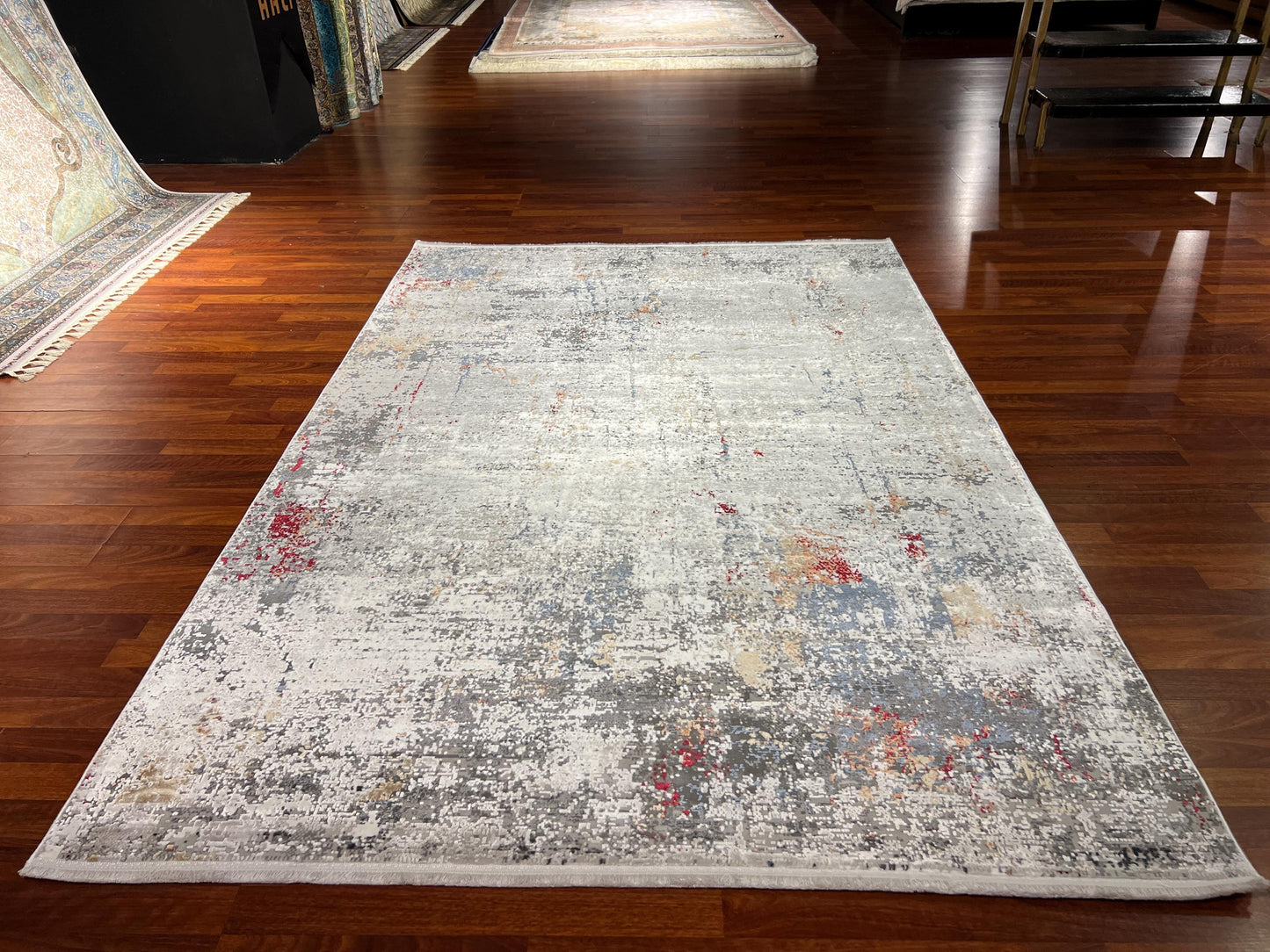 5x8 ft Gray Abstract Modern Area Rug Contemporary Living Room Carpet Neutral Artistic Home Decor Rug