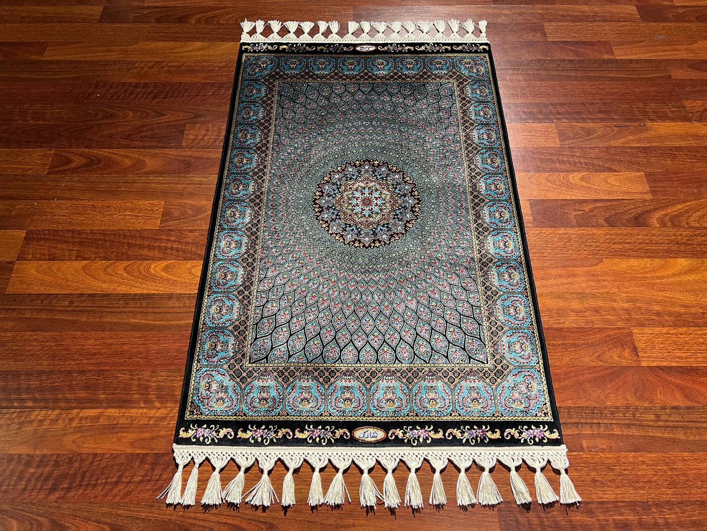 2x3 ft Mini Modal Silk Rug, Luxury Small Decorative Area Rug, Elegant Traditional Accent Rug for Living Room