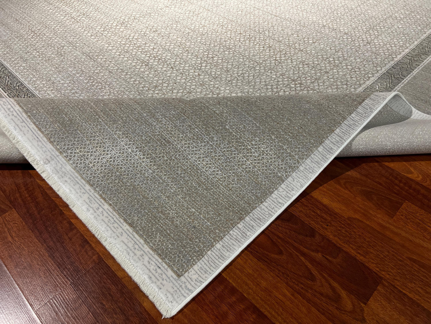 8x11 ft Modern Beige Bamboo Rug, Luxury Large Area Rug, Minimalist Living Room Rug, Soft Neutral Decorative Carpet