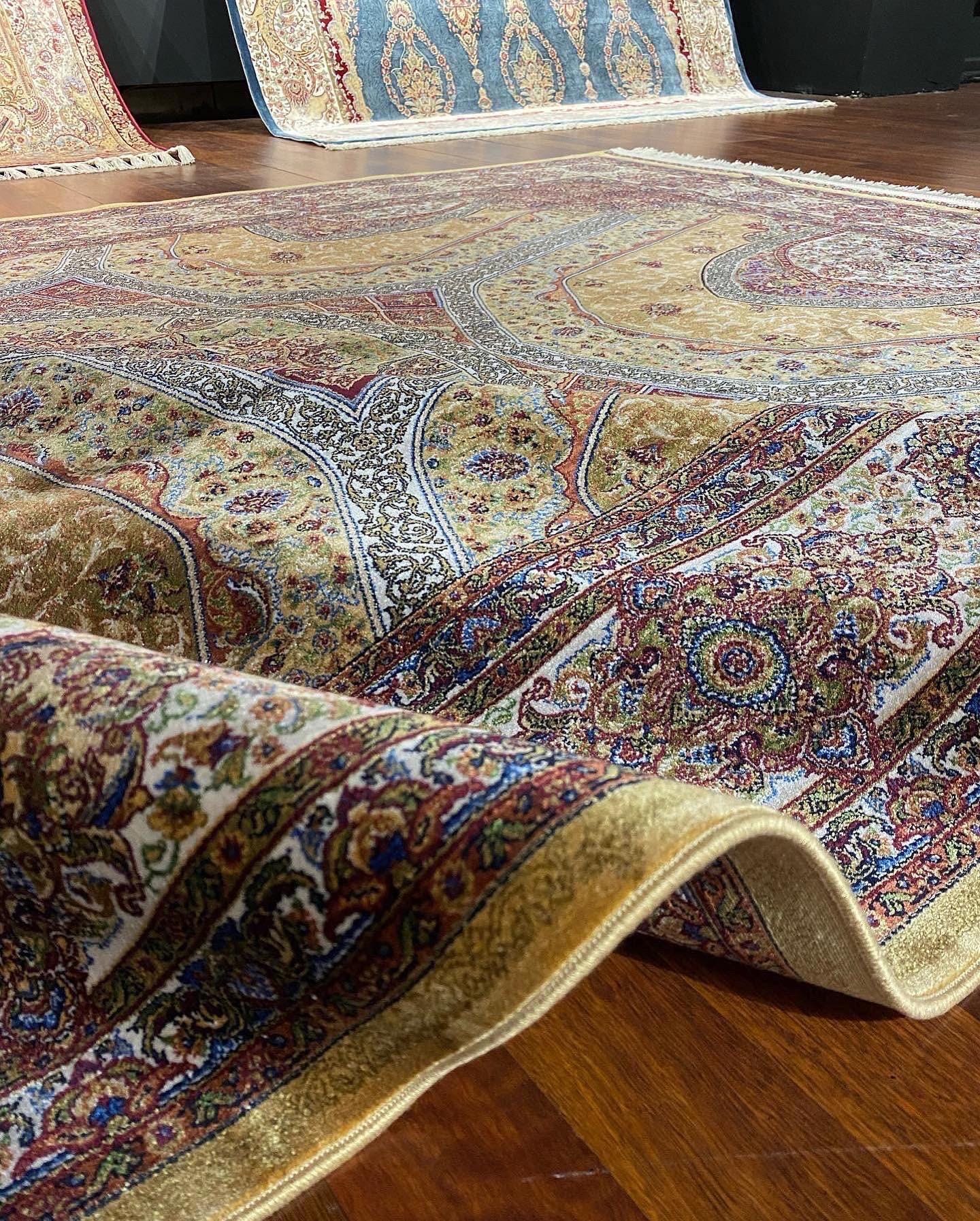 7x10 ft Classic Medallion Silk Rug, Vintage Style Luxury Area Rug, Elegant Traditional Living Room Carpet
