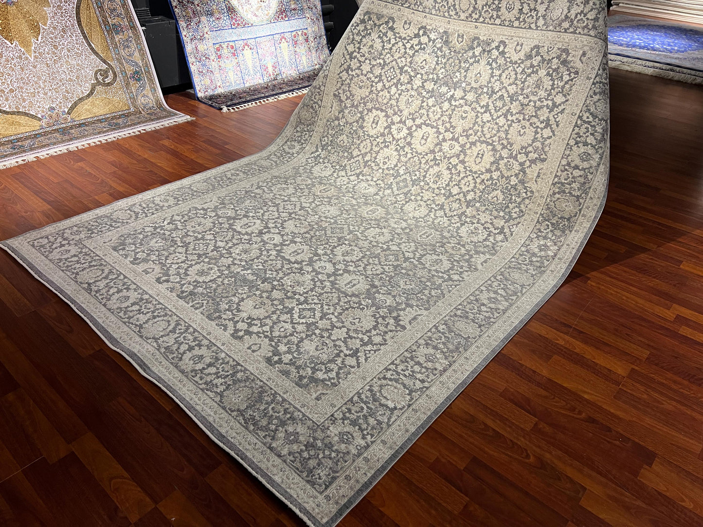 Beige Gray Area Rug 7x10, Modern Living Room Rug, Classic Pattern Carpet, Large Home Decor Rug