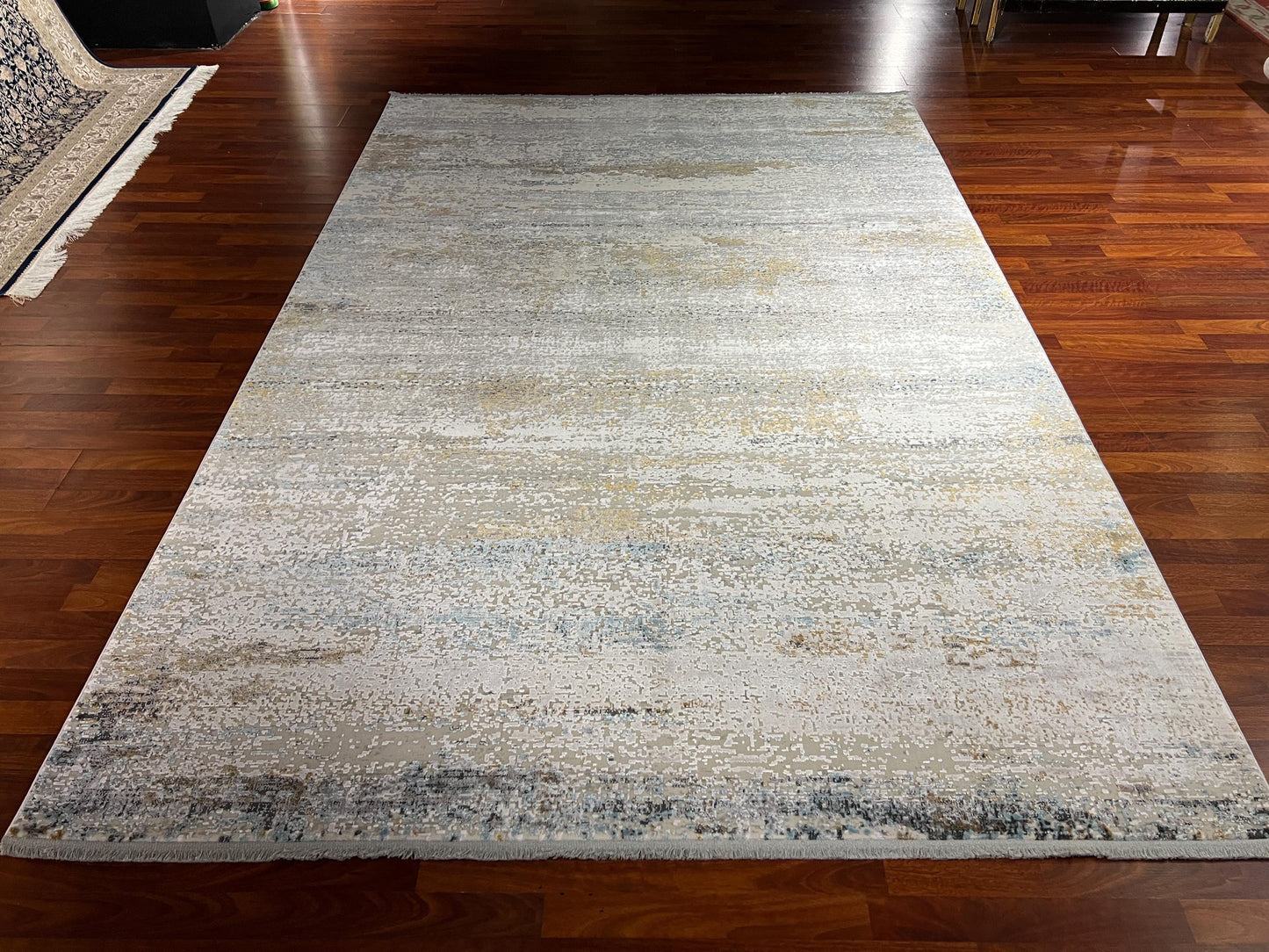 7x10 Cream Beige Modern Rug, Abstract Soft Pattern Rug, Bamboo Silk Rug, Luxury Area Rug