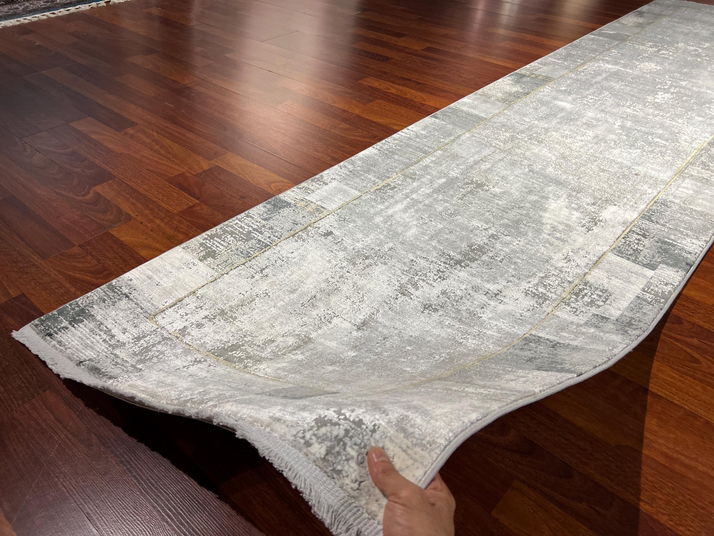 3x10 Gray Modern Runner Rug, Turkish Area Rug, Neutral Minimal Rug, Luxury Hallway Carpet