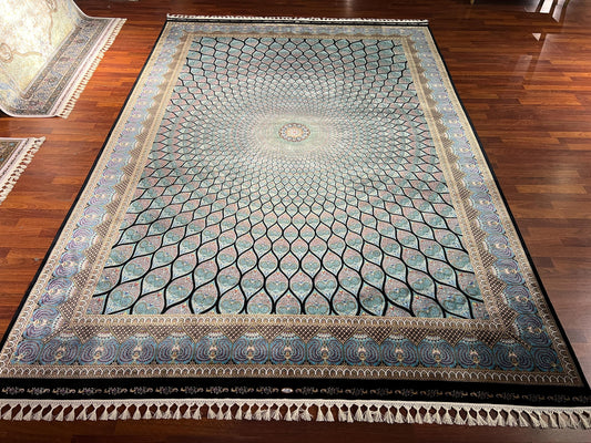10x13 ft Oversized Silk Rug, Palace Style Oriental Carpet, Luxury Living Room Rug