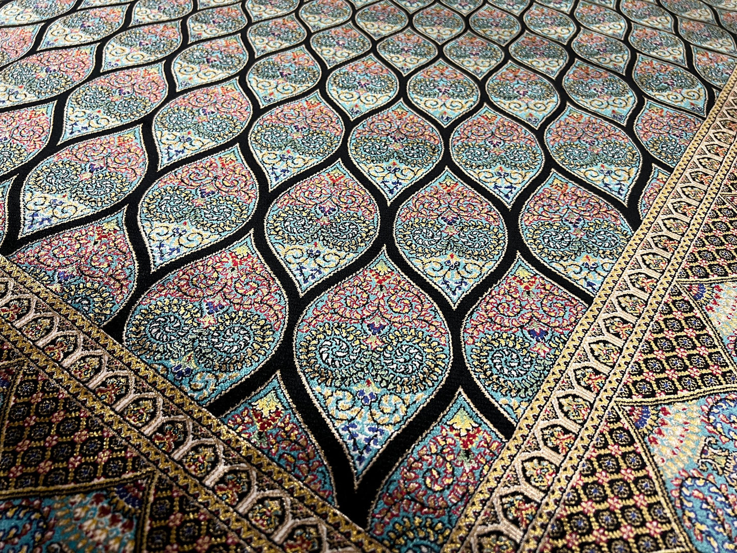 9.19x12.47 ft Oversized Silk Rug, Palace Style Oriental Carpet, Luxury Living Room Rug
