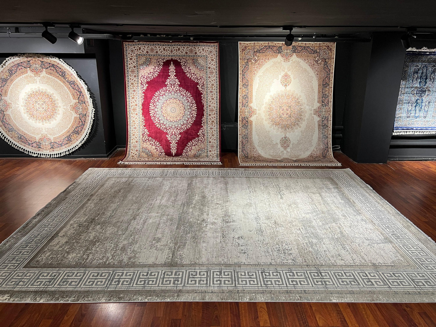 10x13 Beige Bamboo Rug, Modern Living Room Rug, Oversized Neutral Home Decor Rug