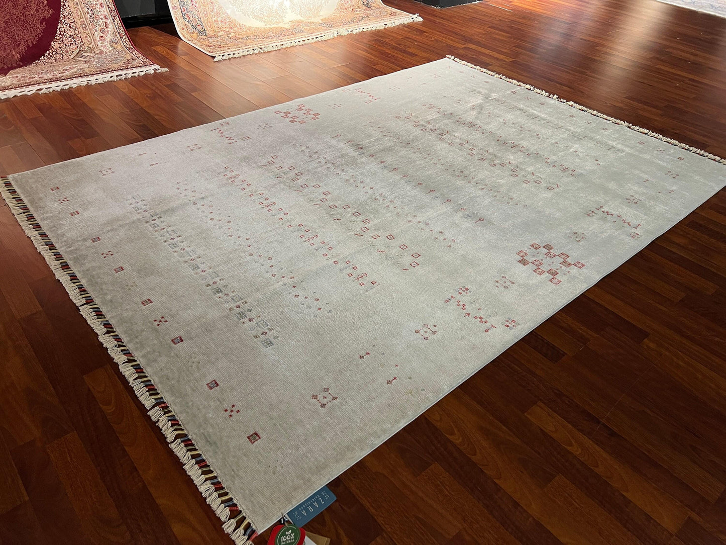 5x8 Ivory Pink Oushak Rug, Tencel Area Rug, Minimal Ethnic Living Room Rug