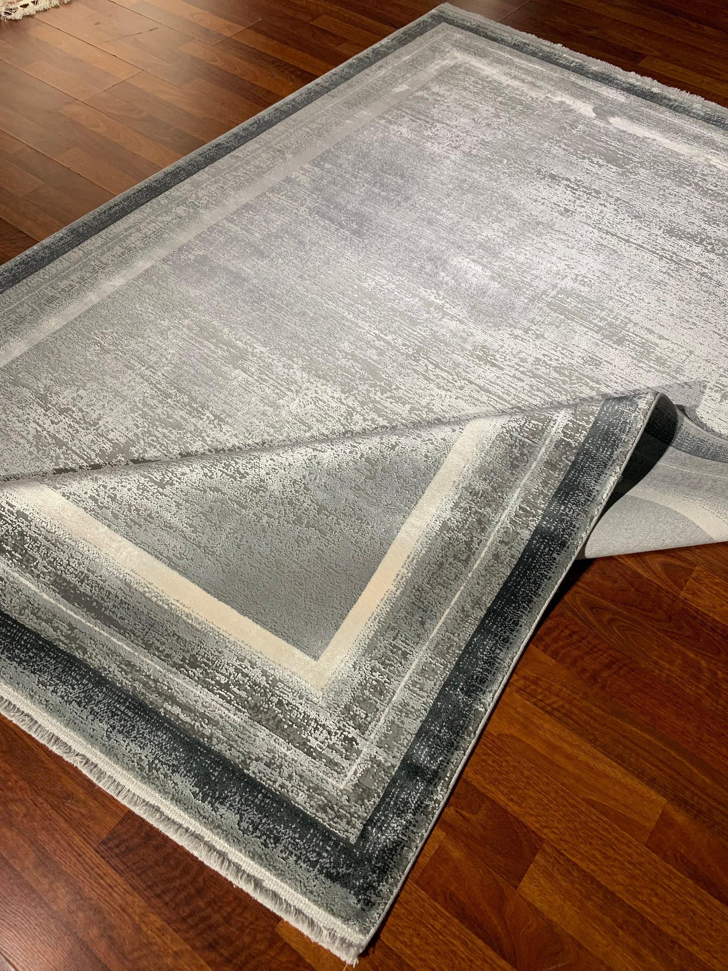 5x8 Green Gray Modern Rug, Viscose Acrylic Area Rug, Luxury Living Room Carpet, Home Decor Rug