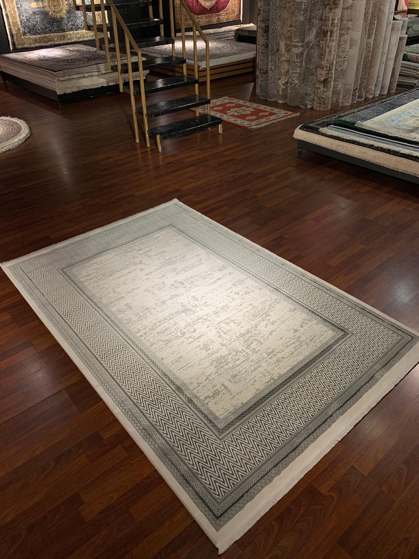 5x8 Beige Area Rug, Modern Living Room Rug, Soft Acrylic Carpet for Bedroom, Office and Home Decor