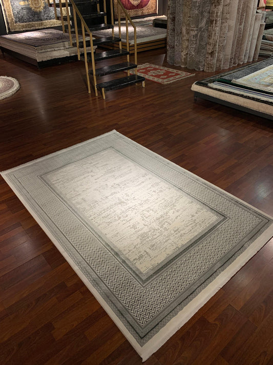 5x8 Beige Area Rug, Modern Living Room Rug, Soft Acrylic Carpet for Bedroom, Office and Home Decor