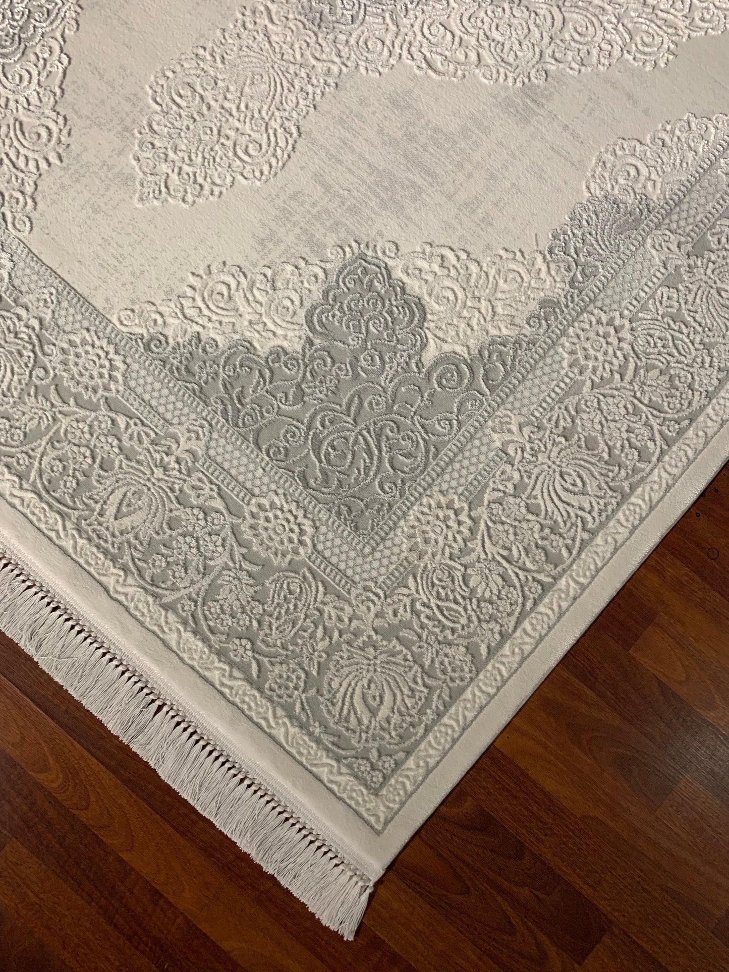 5x8 Gray Beige Area Rug, Modern Living Room Rug, Soft Acrylic Carpet for Home or Office