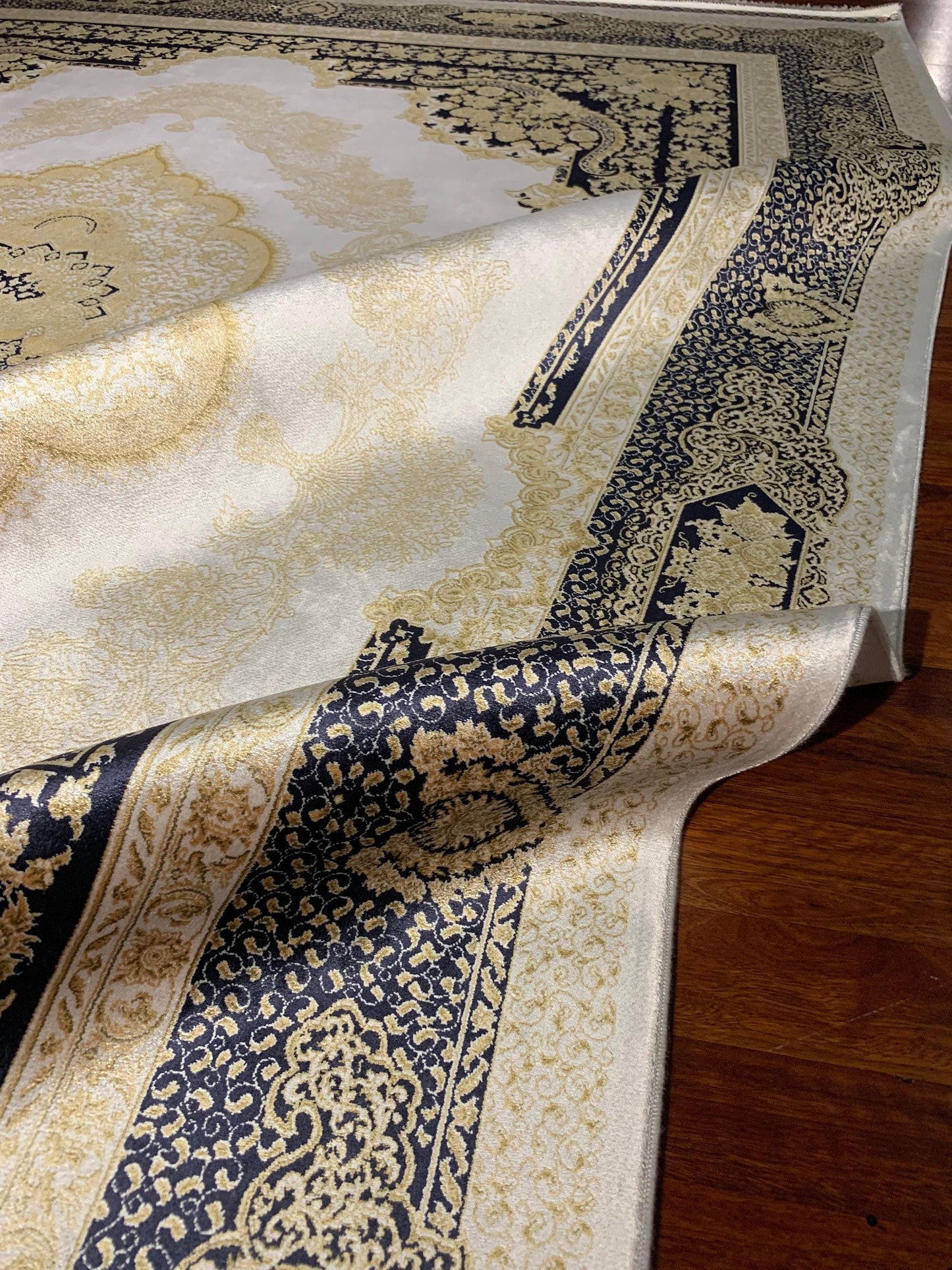 Gold Silk Rug 7x10, Luxury Living Room Rug, Turkish Silk Carpet, Palace Silk Rug, Large Rug