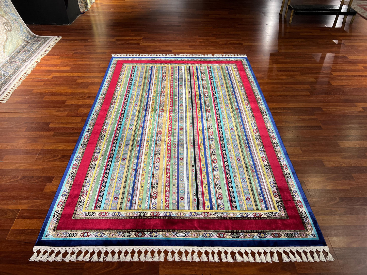 5x8 ft Shawl Pattern Modal Silk Rug Luxury Classic Area Rug Elegant Floral Living Room Home Decor