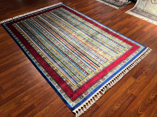 5x8 ft Shawl Pattern Modal Silk Rug Luxury Classic Area Rug Elegant Floral Living Room Home Decor