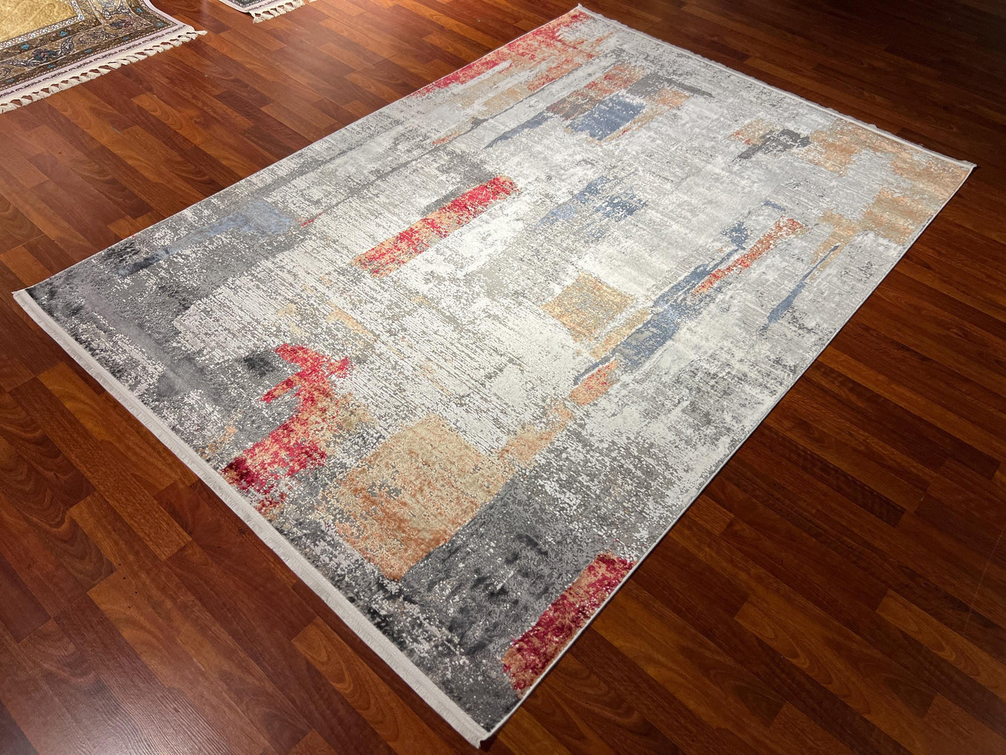 5x8 ft Modern Gray Abstract Rug Contemporary Acrylic Viscose Area Rug Stylish Living Room Decor