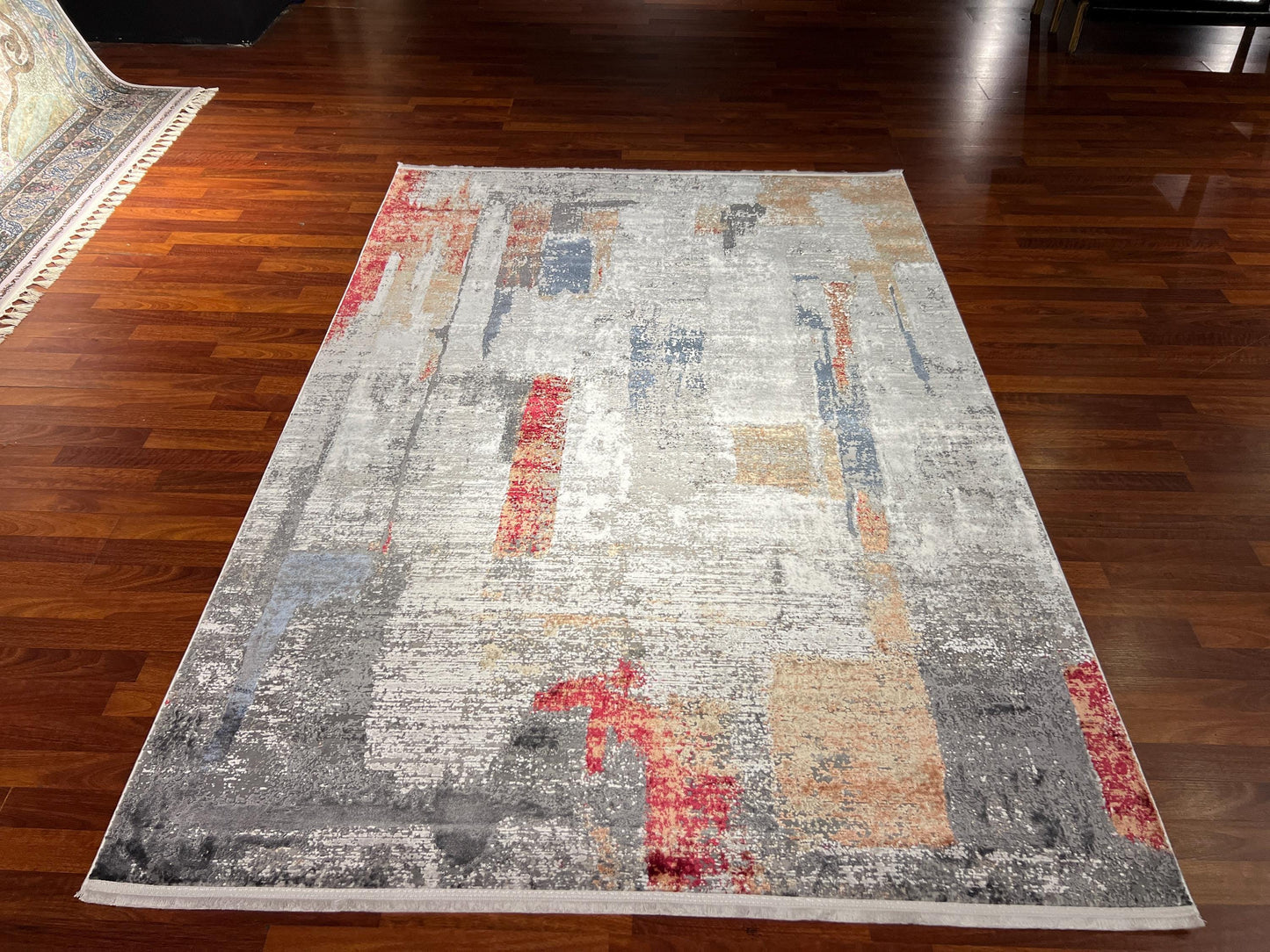 5x8 ft Modern Gray Abstract Rug Contemporary Acrylic Viscose Area Rug Stylish Living Room Decor