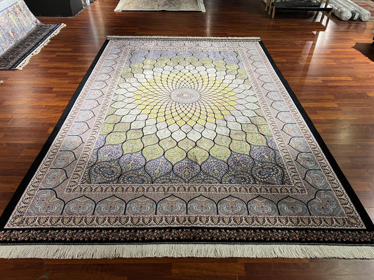 7x10 ft Luxury Medallion Silk Rug Large Traditional Silk Carpet Elegant Living Room Area Rug