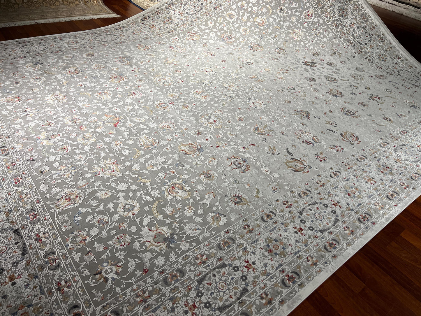 10x13 ft Cream Gray Floral Pattern Oversize Rug Luxury Living Room Large Area Rug