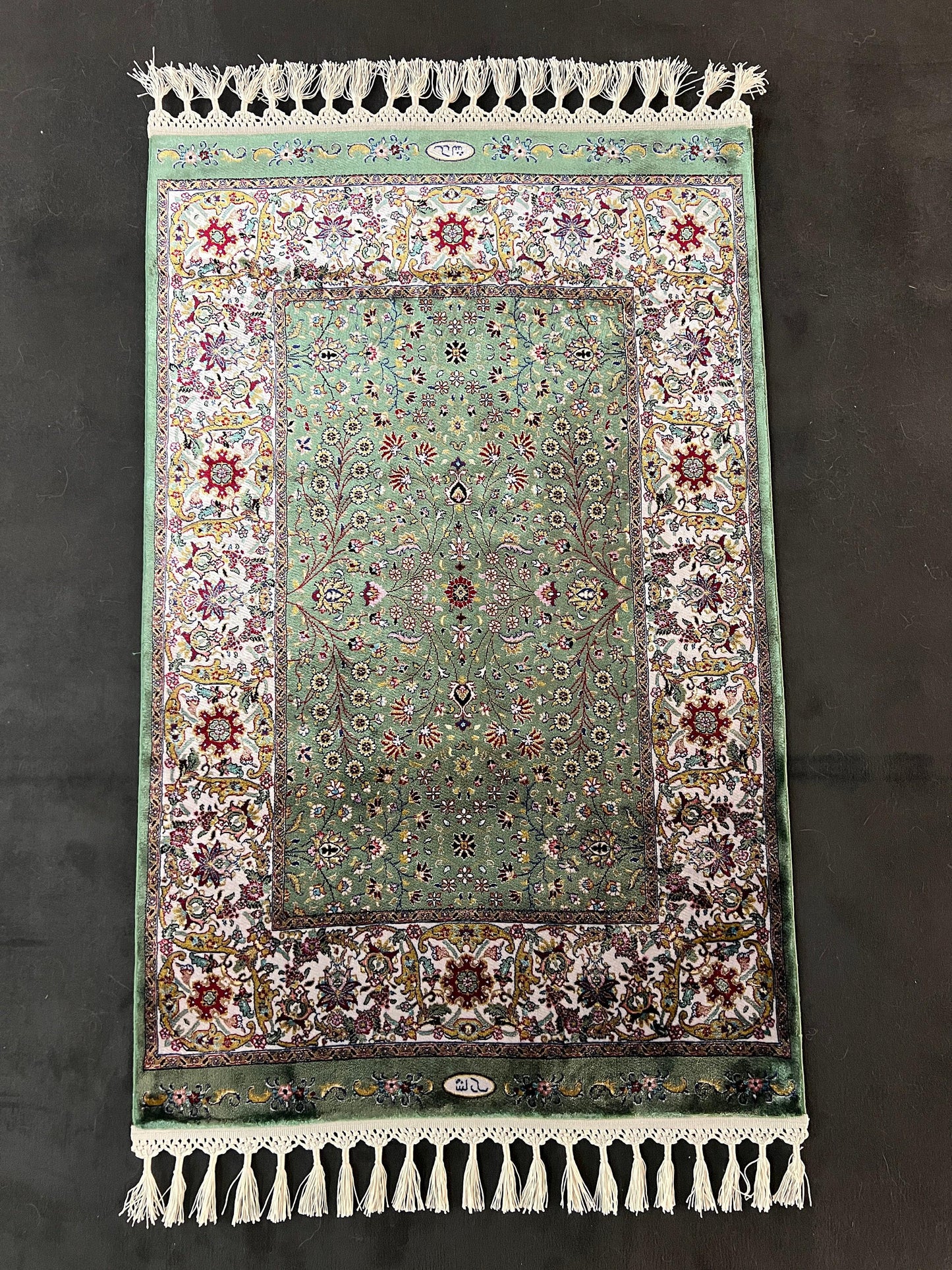 2x3 ft Mini Silk Rug Luxury Small Area Rug Decorative Silk Rug Elegant Living Room Accent Rug