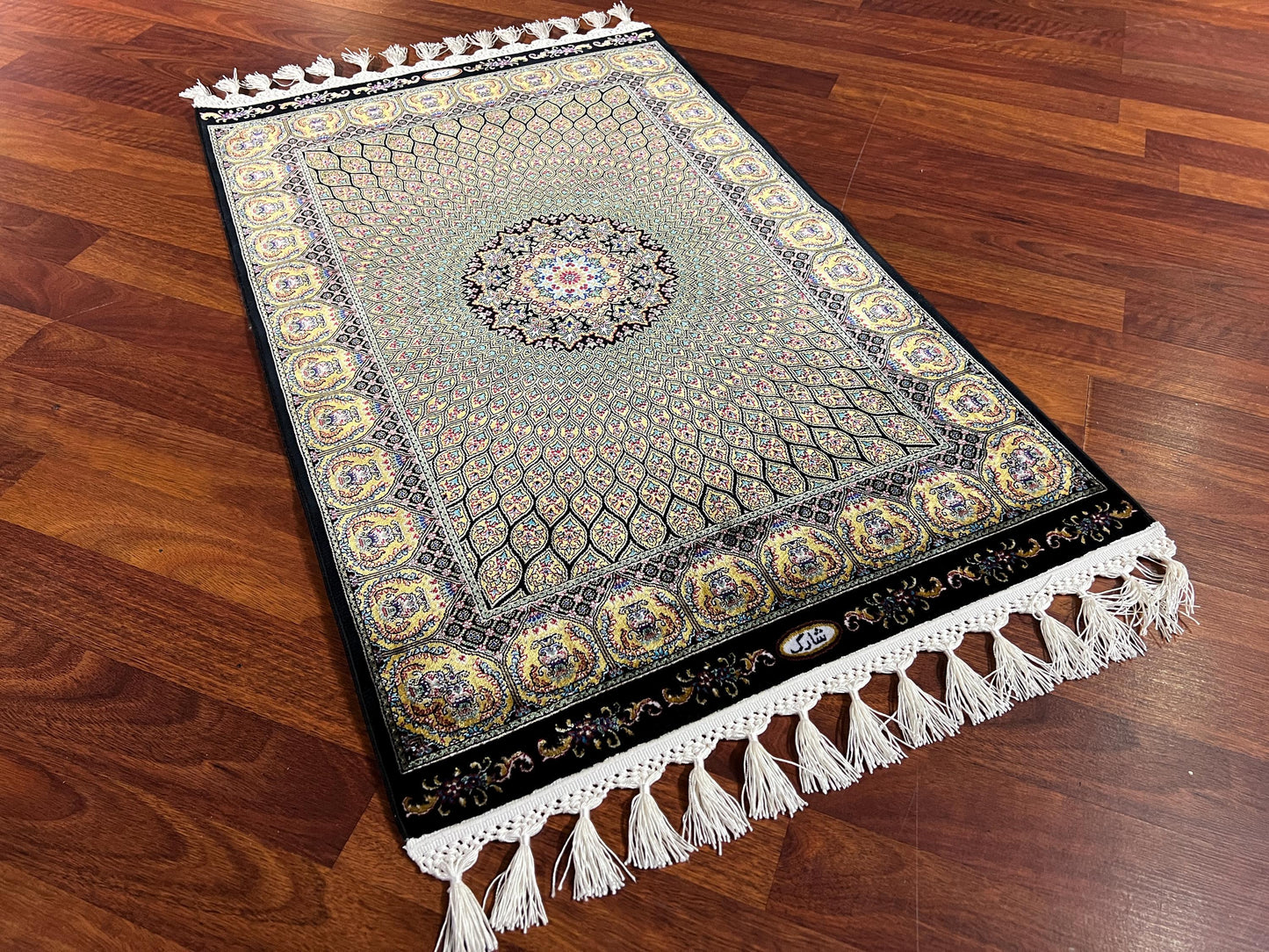 2x3 ft Mini Modal Silk Medallion Rug, Luxury Small Area Rug, Elegant Decorative Accent Rug for Living Room