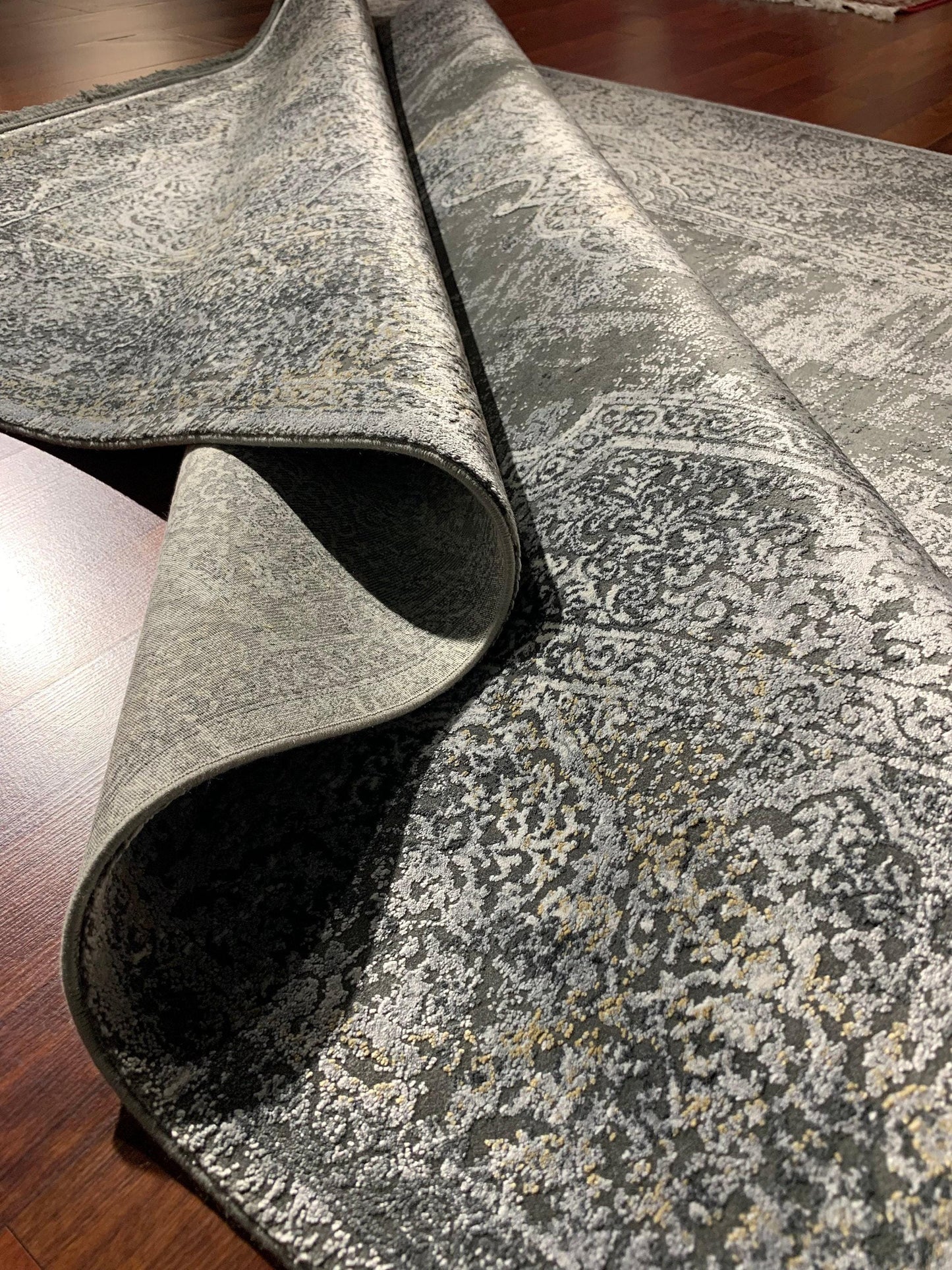 5x8 Gray Area Rug, Vintage Style Living Room Carpet, Modern Acrylic Home Rug