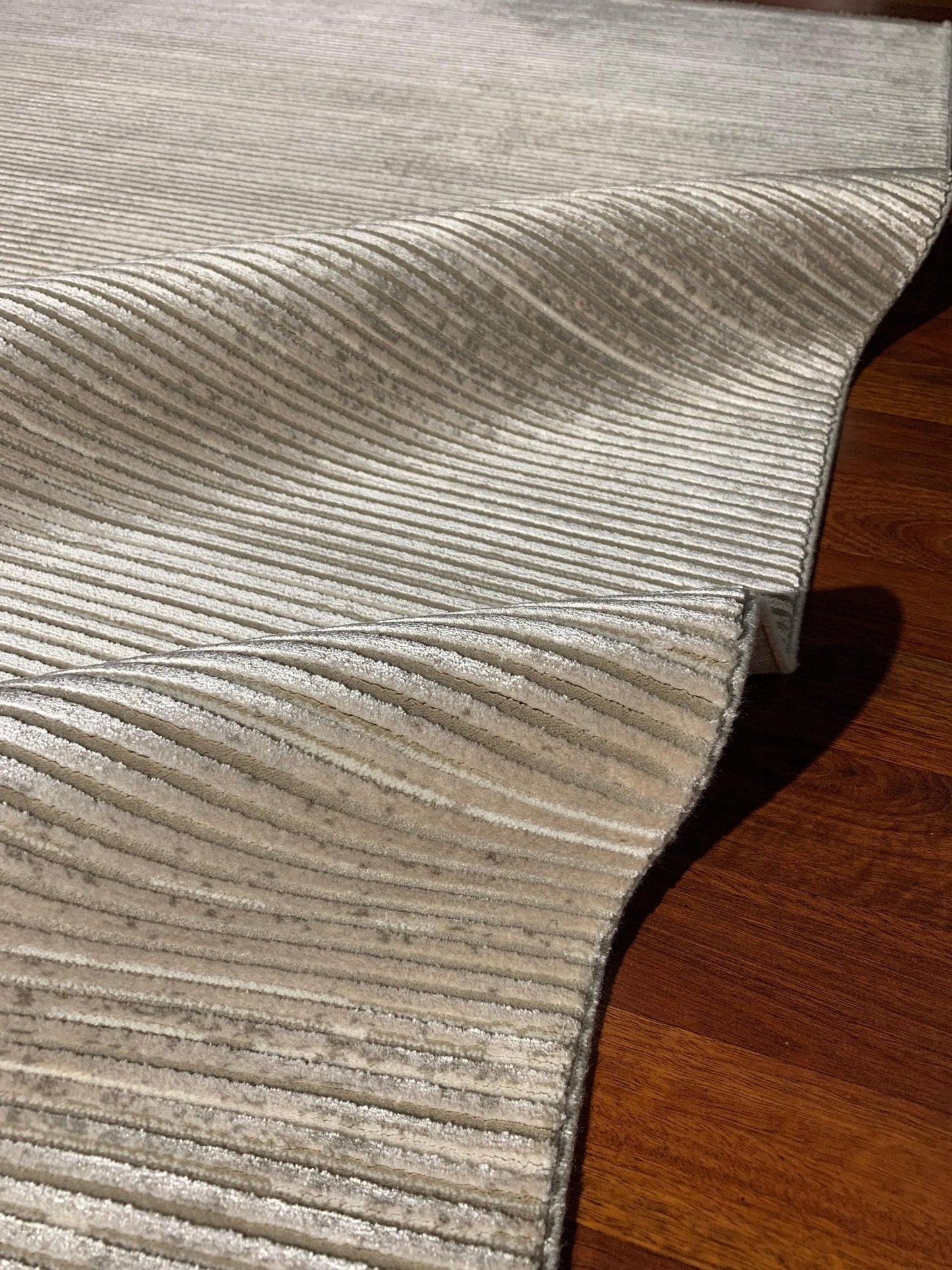 5x8 Beige Area Rug, Modern Minimal Living Room Carpet, Acrylic Viscose Home Rug