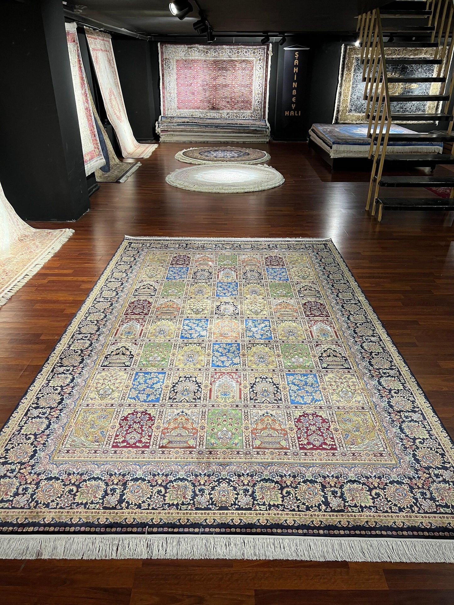 7x10 Silk Area Rug, Luxury Afghan Pattern Carpet, Modal Silk Living Room Rug