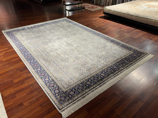 8x11 ft Floral Modal Silk Rug, Luxury Large Area Rug, Elegant Classic Living Room Rug, Soft Decorative Statement Carpet