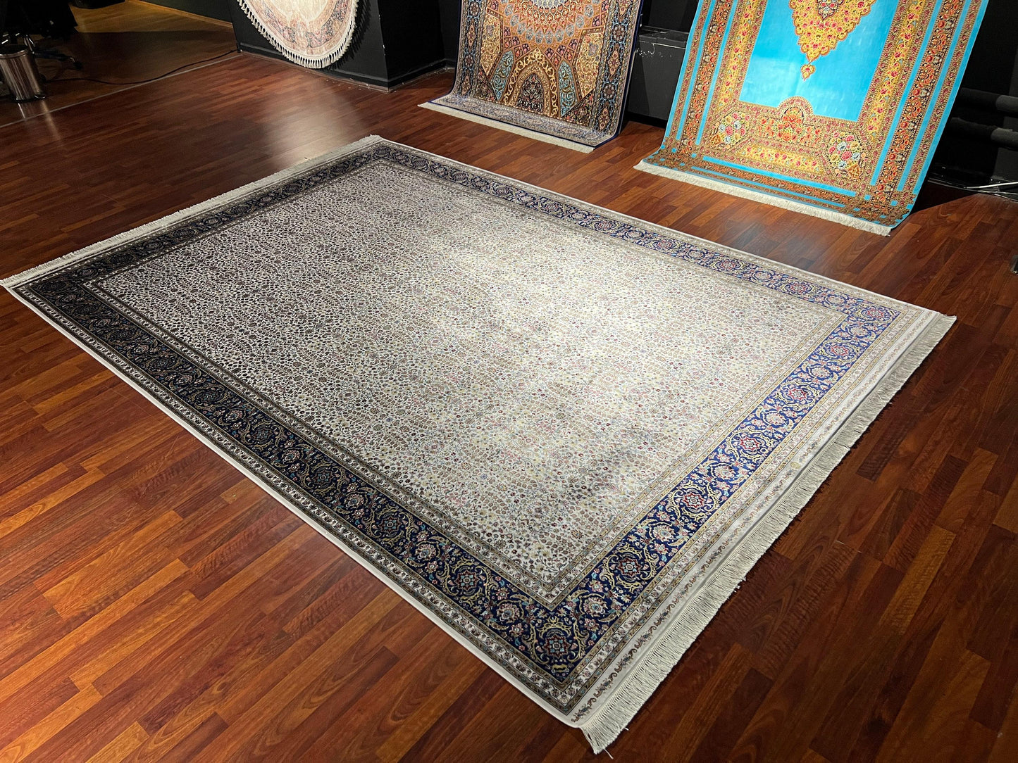 8x11 ft Floral Modal Silk Rug, Luxury Large Area Rug, Elegant Classic Living Room Rug, Soft Decorative Statement Carpet