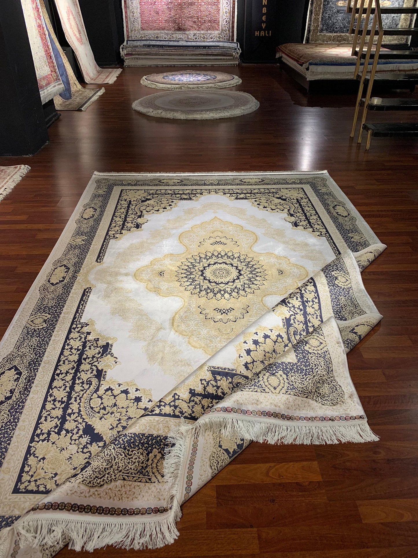 Gold Silk Rug 7x10, Luxury Living Room Rug, Turkish Silk Carpet, Palace Silk Rug, Large Rug