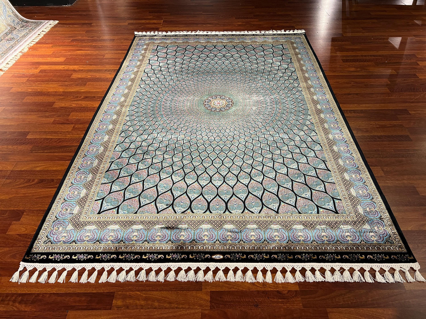 5x8 ft Light Blue Floral Modal Silk Rug Luxury Classic Pattern Large Area Rug Elegant Living Room Decor
