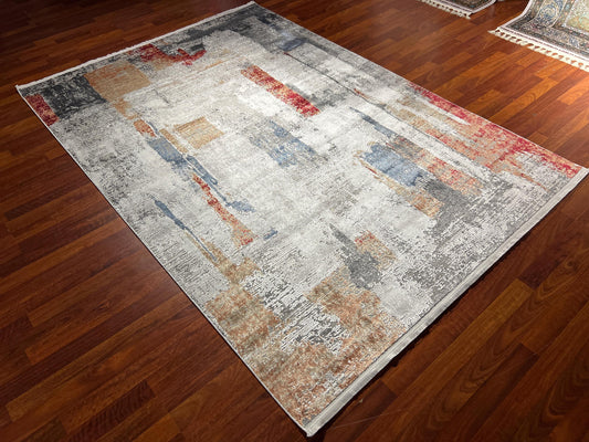 5x8 ft Modern Gray Abstract Rug Contemporary Acrylic Viscose Area Rug Stylish Living Room Decor