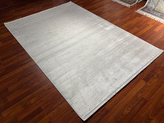 5x8 ft Minimalist Gray Modern Rug Contemporary Acrylic Viscose Area Rug Elegant Living Room Decor