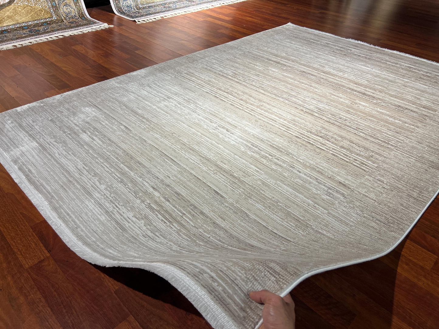 5x8 ft Gray Modern Area Rug Minimalist Living Room Carpet Neutral Contemporary Home Decor Soft Texture