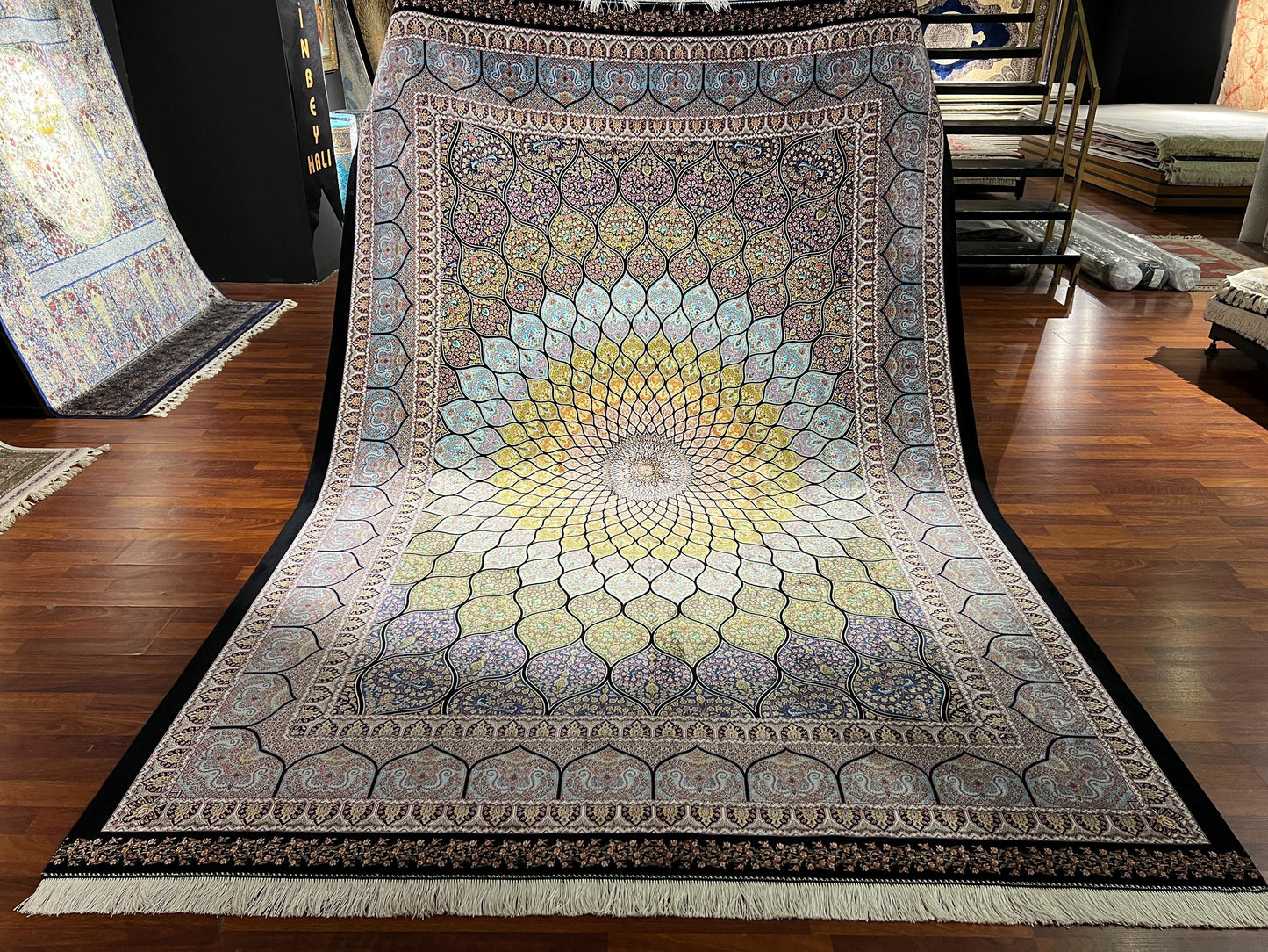 7x10 ft Luxury Medallion Silk Rug Large Traditional Silk Carpet Elegant Living Room Area Rug