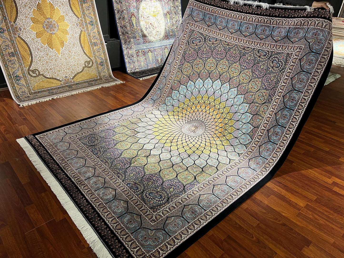 7x10 ft Luxury Medallion Silk Rug Large Traditional Silk Carpet Elegant Living Room Area Rug