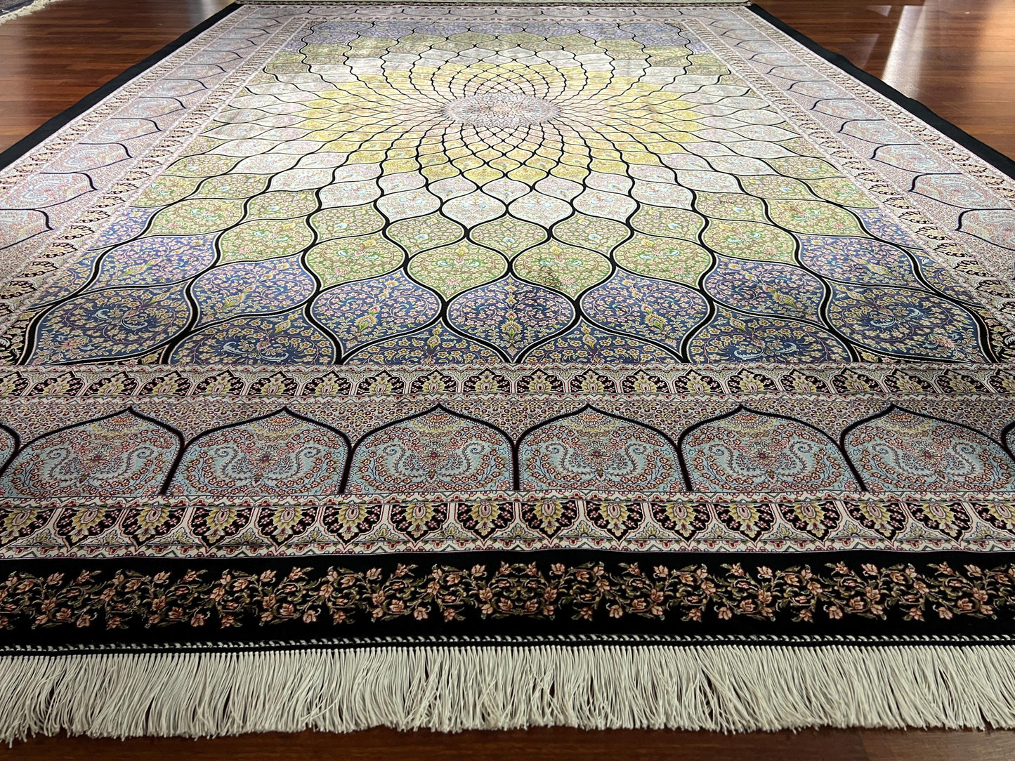 7x10 ft Luxury Medallion Silk Rug Large Traditional Silk Carpet Elegant Living Room Area Rug