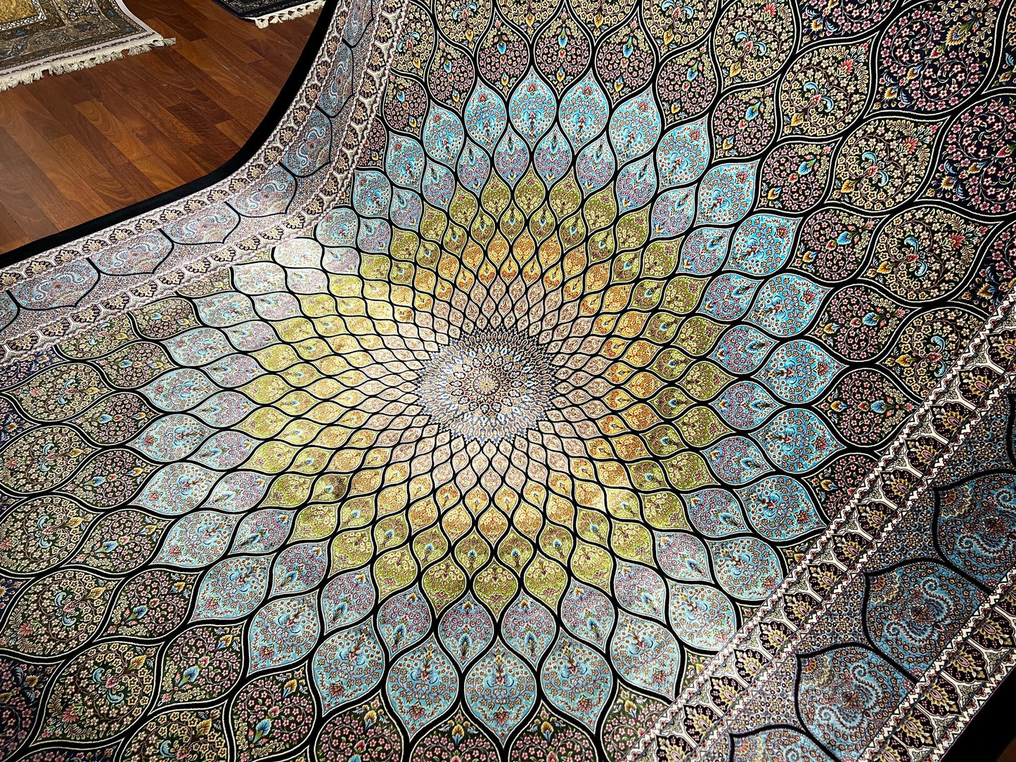 7x10 ft Luxury Medallion Silk Rug Large Traditional Silk Carpet Elegant Living Room Area Rug