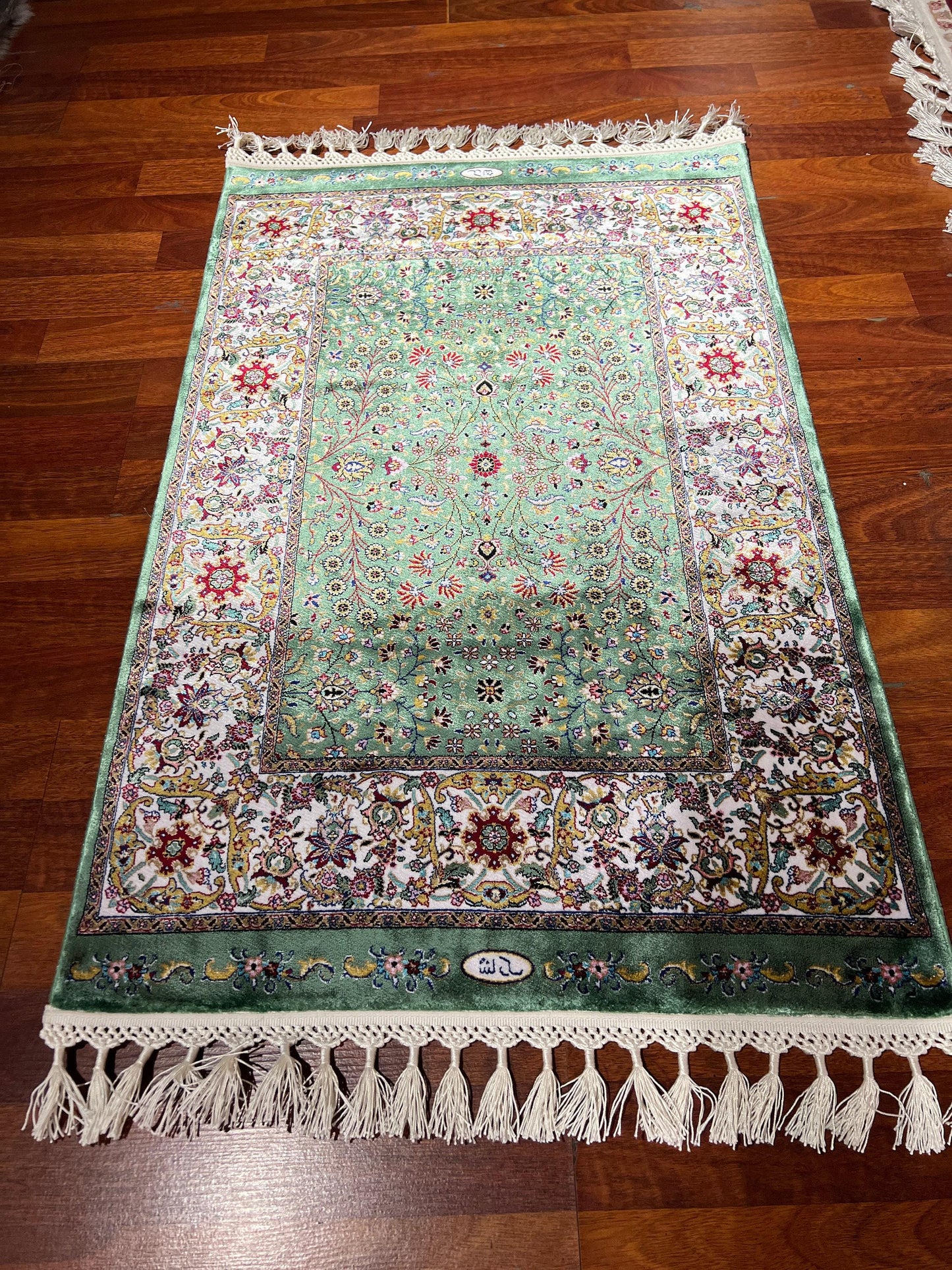 2x3 ft Mini Silk Rug Luxury Small Area Rug Decorative Silk Rug Elegant Living Room Accent Rug