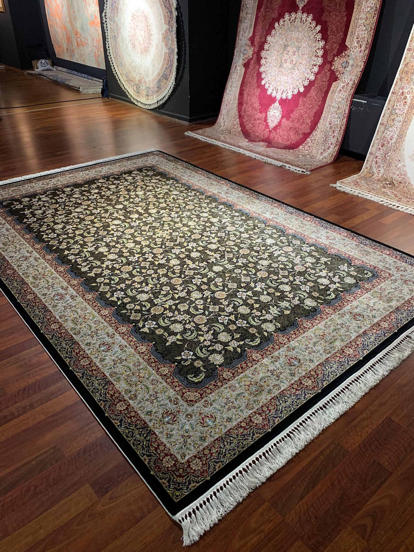 7x10 ft Luxury Silk Rug, Elegant Floral Pattern Rug, Large Area Rug, Classic Living Room Carpet, High Quality Silk Rug
