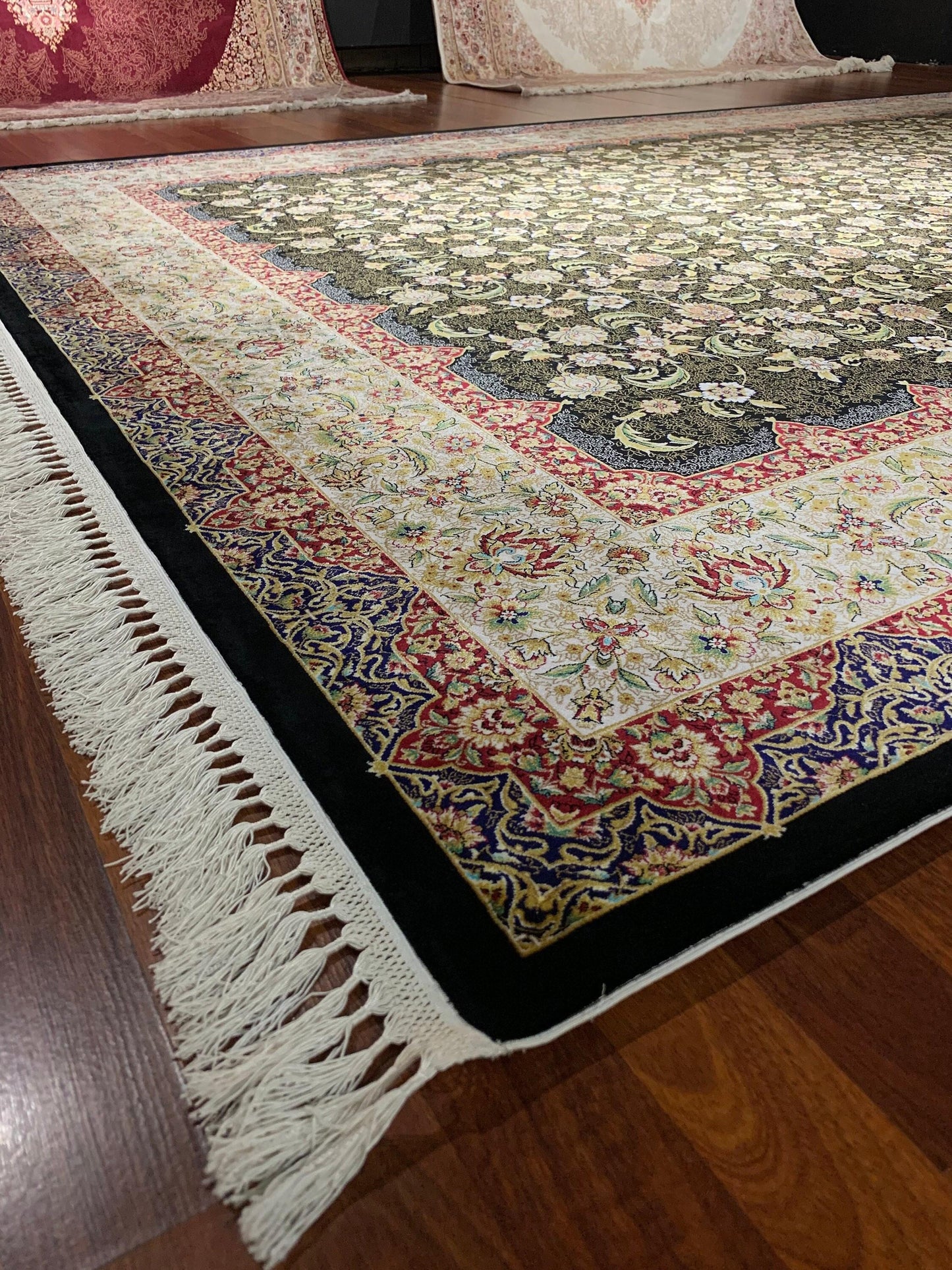 7x10 ft Luxury Silk Rug, Elegant Floral Pattern Rug, Large Area Rug, Classic Living Room Carpet, High Quality Silk Rug