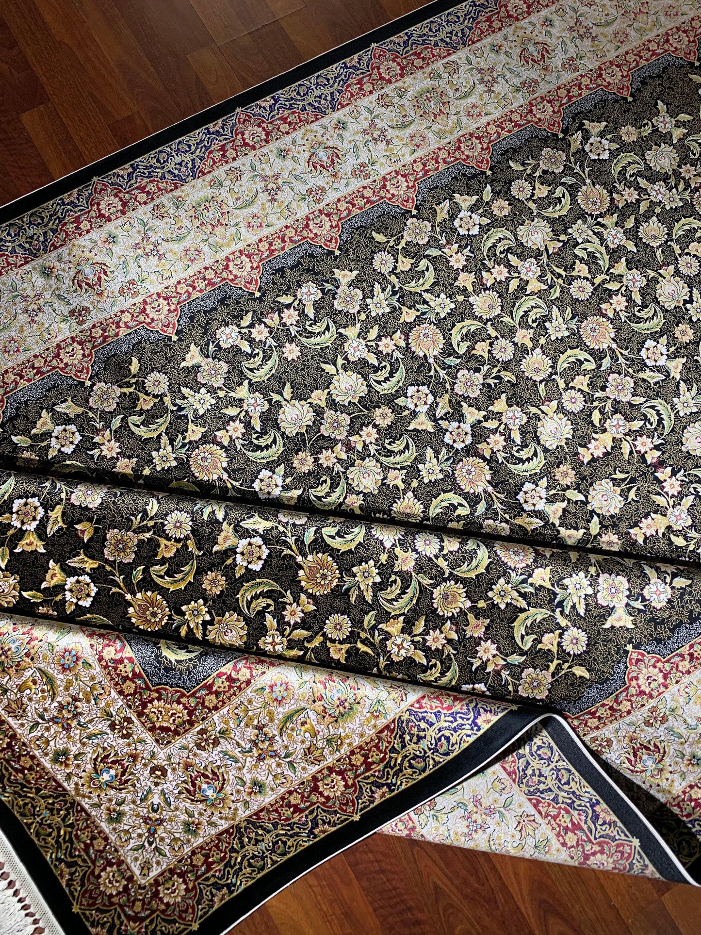 7x10 ft Luxury Silk Rug, Elegant Floral Pattern Rug, Large Area Rug, Classic Living Room Carpet, High Quality Silk Rug