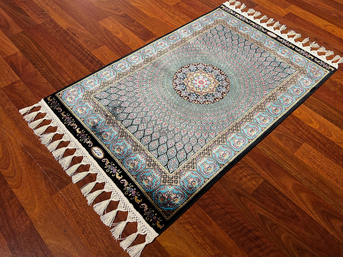 2x3 ft Mini Modal Silk Rug, Luxury Small Decorative Area Rug, Elegant Traditional Accent Rug for Living Room