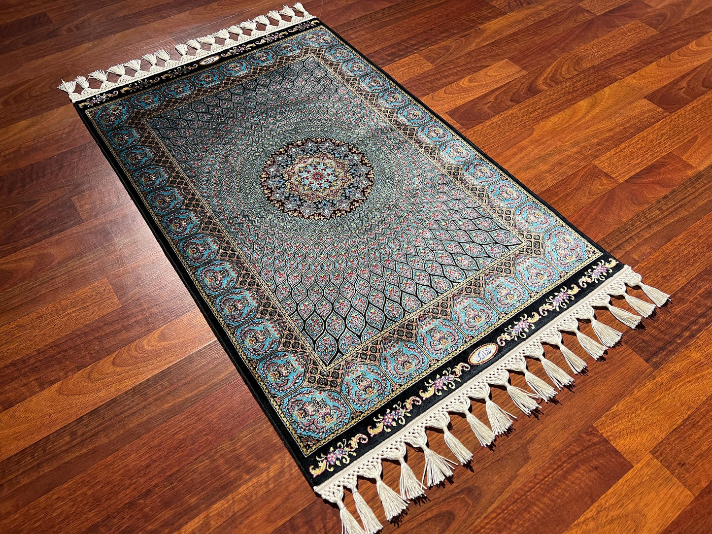 2x3 ft Mini Modal Silk Rug, Luxury Small Decorative Area Rug, Elegant Traditional Accent Rug for Living Room