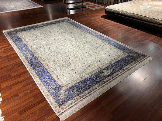 8x11 ft Floral Modal Silk Rug Luxury Large Area Rug Elegant Classic Living Room Rug Decorative Palace Style Carpet